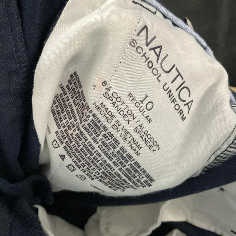 Nautica School Uniform Pants Boys 10 Blue Twill Adjustable‎ Waist Stretch Cotton